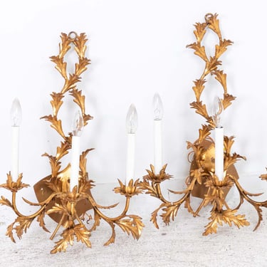 Pair of Italian Gilt Tole Sconces