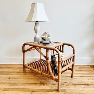 Rattan Table with Magazine Rack