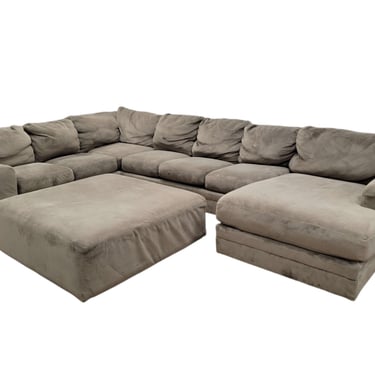 Large Taupe U Sectional w/ Ottoman