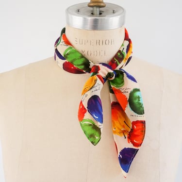 Echo Vintage Silk Scarf Fruit Vintage Neckerchief Square Scarf for Neck Vintage Handbag Scarf Tie Scarf for Hair Scarf Silk Fruits 