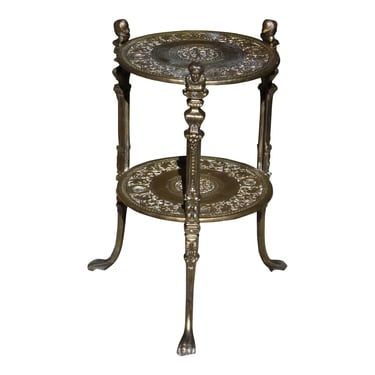 Vintage Gold Gilt Metal Stand Tiered Tripod Gueridon Table