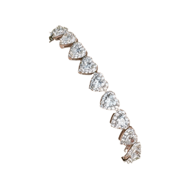 Sterling Silver CZ Heart Tennis Bracelet