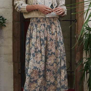 The Canary Skirt - Indigo Floral
