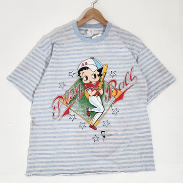 Vintage 1994 Betty Boop &quot;Play Ball!&quot; Striped T-Shirt Sz. XL