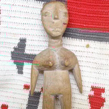 Antique Early 1900's Ewe Venavi Hand Carved Tribal African Female Figure, Ghana Togo Folk Art Statue 