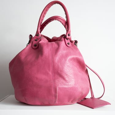 Pink &quot;Pompon&quot; Studded Drawstring Bag