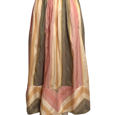 RIZKALLAH- 1970s Dupioni Silk Stripe Skirt, Size 6