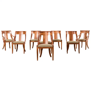 Set of Eight Empire Style Fruitwood Gondola Chairs by Baker