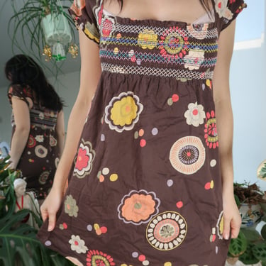 Vintage 2000s Brown Pattern Dress by Forever 21