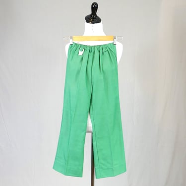 Vintage Girl Scout Pants with Tag - Green Pull-on Elastic Waist - 1960s 1970s - Size 7 - 18