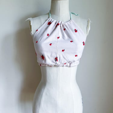 Vintage 1960s Cherry Halter Top / XXS 
