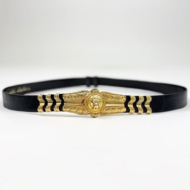 Judith Leiber Lion Dark Navy Snakeskin Belt