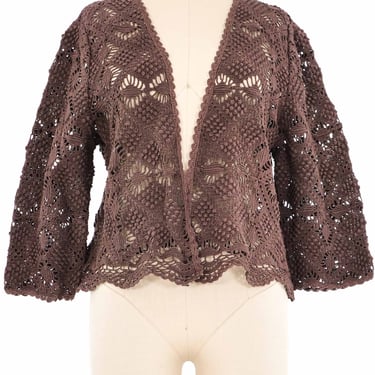 Chocolate Brown Raised Crochet Jacket