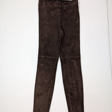 Elie Tahari - Brown Lamb Suede Leggings Sz S