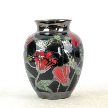Art Deco vase silver overlay Ilmenauer Porzellanfabrik Graf von Henneberg 30s art object flower vase flowers collector 