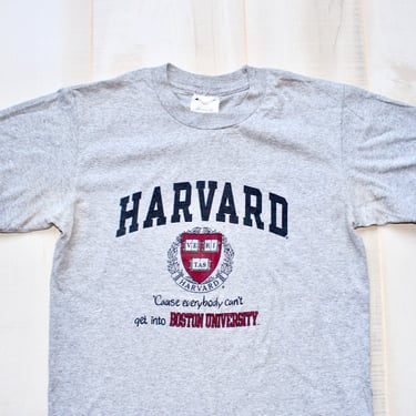 Vintage 90s Harvard T Shirt, 1990s Champion Tee, College, Collegiate, Heather Gray 