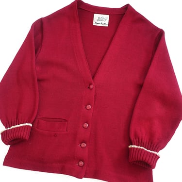 varsity cardigan / 50s cardigan / 1950s Whiting burgundy wool knit collegiate varsity cardigan Medium 