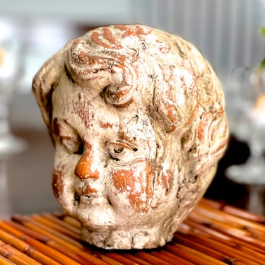 VINTAG: Heavy Ceramic Angel Head - Unique Head - Conversation Piece - Paper weight - Decoration - Holiday - SKU 00035257 