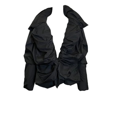 Issey Miyake Y2K Black Nylon Ruched Puffer Jacket