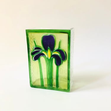 Romanian Glass Iris Vase 