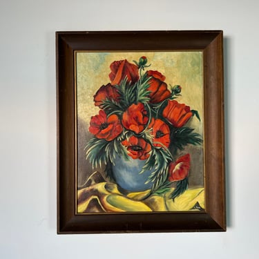 Mid-Century L. Taod Impressionist Floral Still Life Oil Painting 