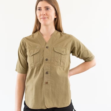 Vintage Tan Khaki Scout Shirt | Cotton Camp Button Up Shirt | XS | 