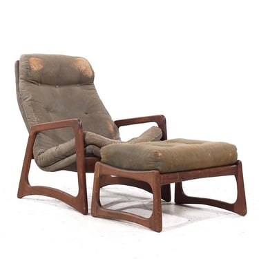 Adrian Pearsall for Craft Associates Mid Century Walnut Chair and Ottoman - mcm 