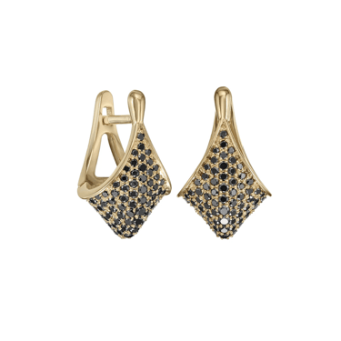 Pavé Black Diamond Modern Huggie Earrings