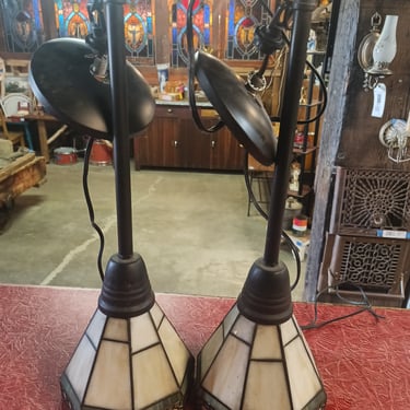 A pair of Mission Style pendent lights ~17 1/2