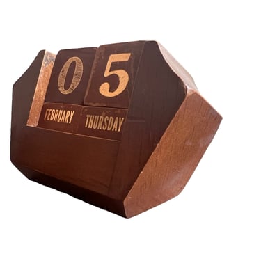 Midcentury Wood Block Desk Calendar 
