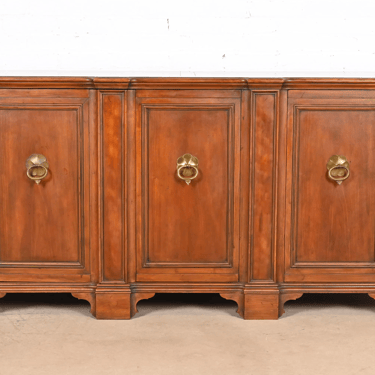 Baker Furniture French Regency Carved Cherry Wood Sideboard Credenza or Bar Cabinet