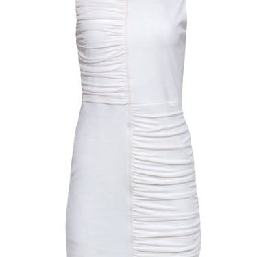 BCBG Max Azria - Ivory Sleeveless Ruched Detail Dress Sz M