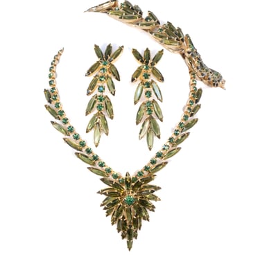 Juliana Green Necklace, Brooch, and Earrings Set