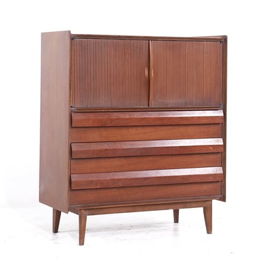 Lane First Edition Mid Century Walnut Highboy Dresser - mcm 