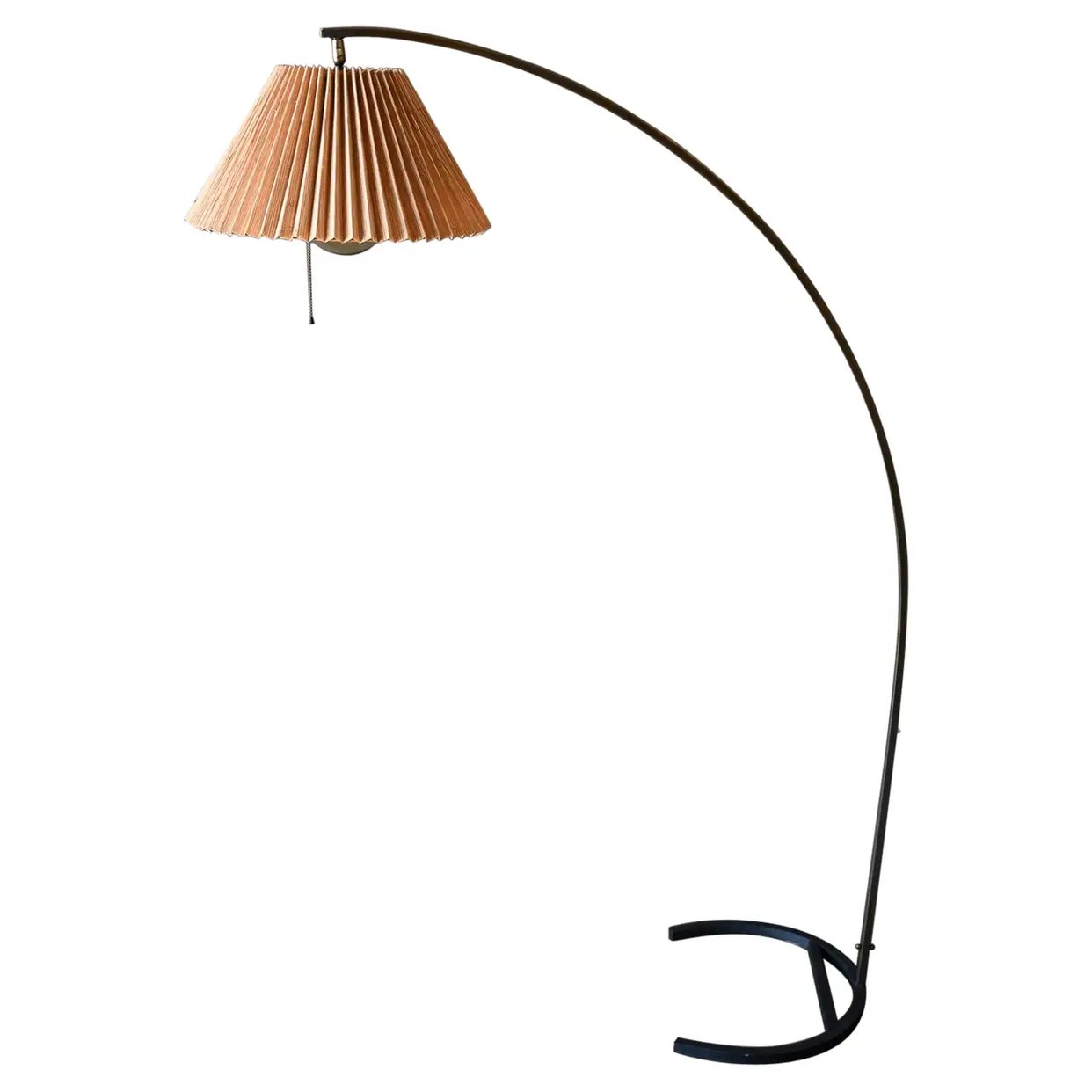 Brass Arc Floor Lamp with Original Raffia Shade, | The Modern Vault ...
