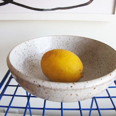 Vintage Studio Pottery Bowl - Hand Thrown Speckled Ceramic Bowl - Medium Sized Snack Soup Fruit Bowl - Bohemian Kitchen Dining Decor 