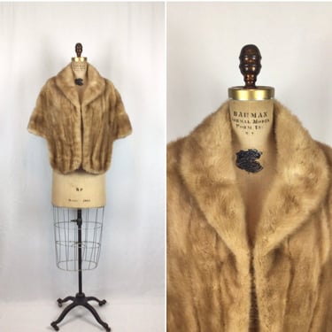 Vintage 50s stole | Vintage blonde mink stole | 1950s fur cape stole 
