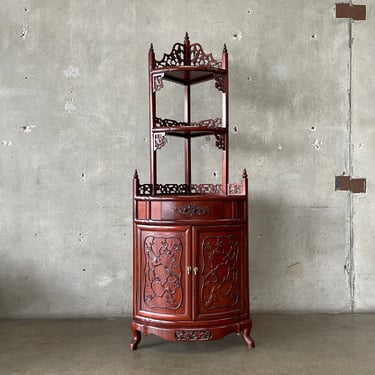 Vintage Asian Rosewood Corner Cabinet