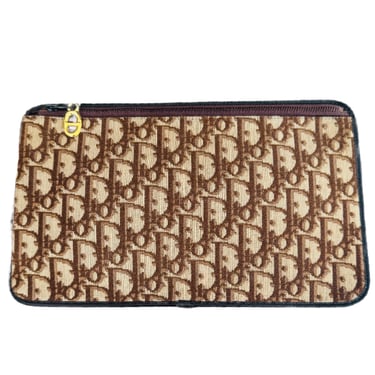 1970s Vintage Christian Dior Trotter Logo Canvas Clutch Bag