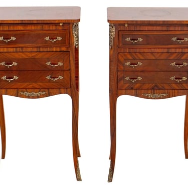 Louis XV Style Palisander Bedside Cabinets, Pair