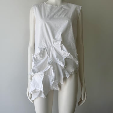 Rare Sample Comme Des Garçons AD 2002 Vintage White Asymmetrical Star Blouse 