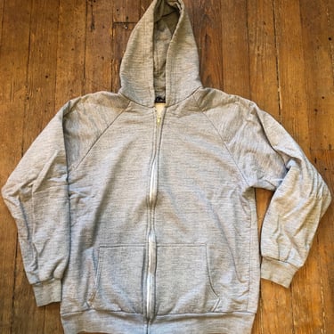 80s Thermal Lined Grey Hoodie Large 