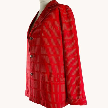 Marimekko 1970s Red & White Striped Cotton Jacket Size S 