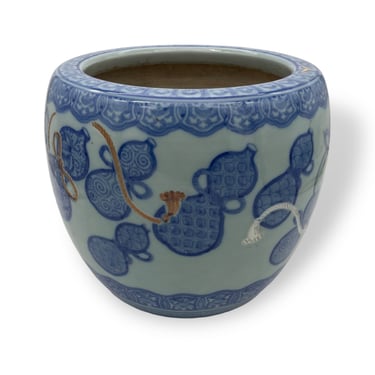 Japanese Porcelain Hibachi with Water Gourd Motif