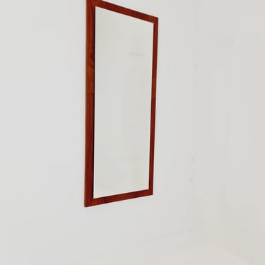 Big Teak Swedish mid-century Modern wall-mounted mirror, 1960s 