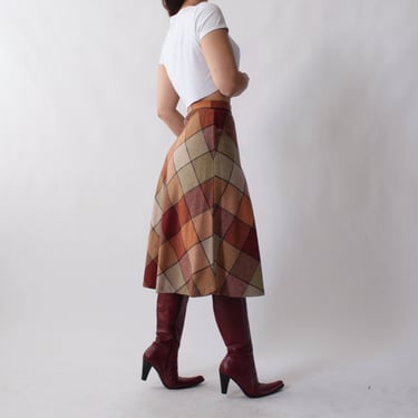 Vintage Stained Glass Plaid Skirt - W24