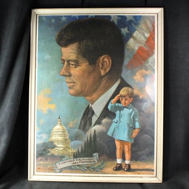 The Last Salute | Vintage, Framed JFK Poster | Circa 1960s | John F. Kennedy Presidential Portrait 24" x 18" | Bixley Shop 