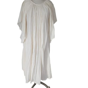 Vintage 70s Tent Dress White Cotton Gauze Angel Butterfly Sleeves Amerikan Climax 