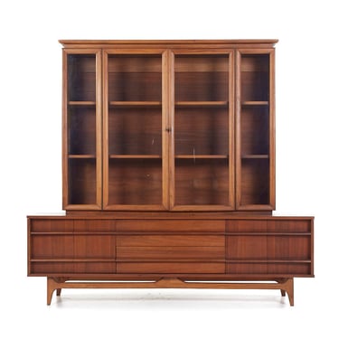 Young Manufacturing Curved Walnut Buffet and Hutch - mcm 