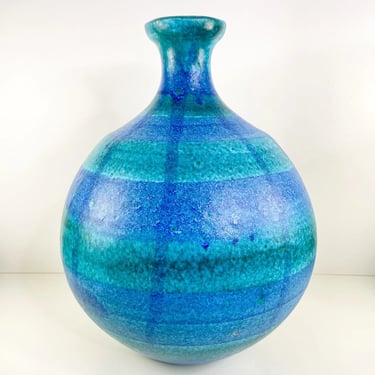 Mid Century Modern Ceramic Vessel / Vase Rimini Blue Style Vintage Pottery 15”